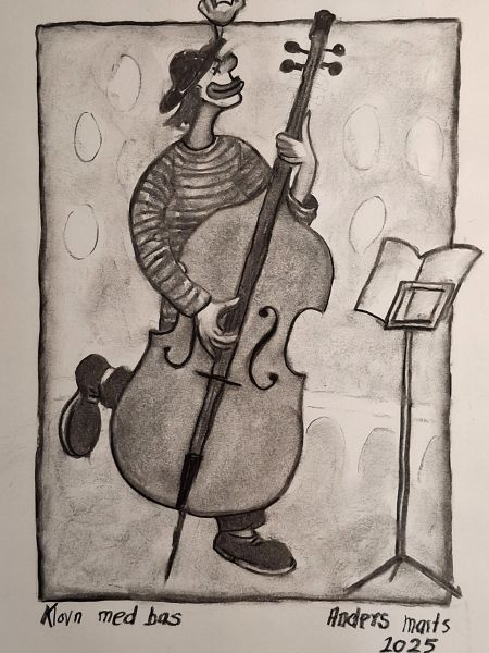 Klovn med bas (kul på papir 40 x 30).jpg