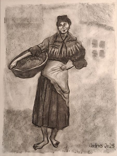 Bondekone fra Irland ca. 1900 (2)  (kul på papir 40 x 30).jpg