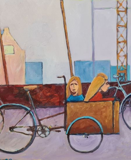 Tøse i kassecykel ved Papirøen (2)(olie 40 x 50).xcf.jpg