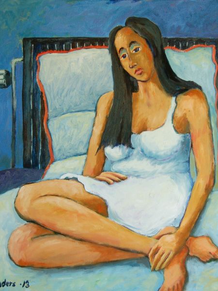Kvinde på seng (akryl, olie 50 x 40).jpg