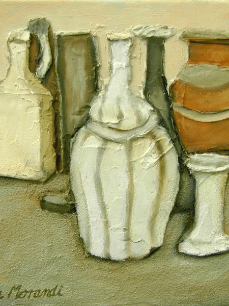 Opstilling - hommage a Morandi  (2)(spartel, sand, olie 30 x 40).jpg