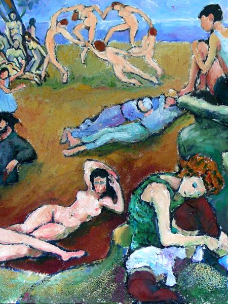 Portræt af kunstneren som ungt menneske (spartel, akryl, fuglefrø, sand 50 x 70).jpg